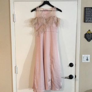 BELLE Phuong Thao Pink Feather Dress Size M